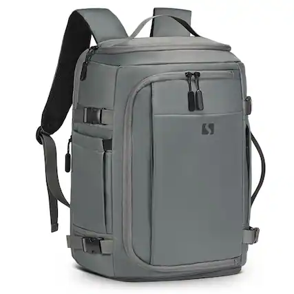 Front. Unique Bargains - 35L Travel Backpack 17" Laptop Backpack W/USB-C Port Expandable Carry-On Bag TSA Flight Approved Water-Resistant - Grey.