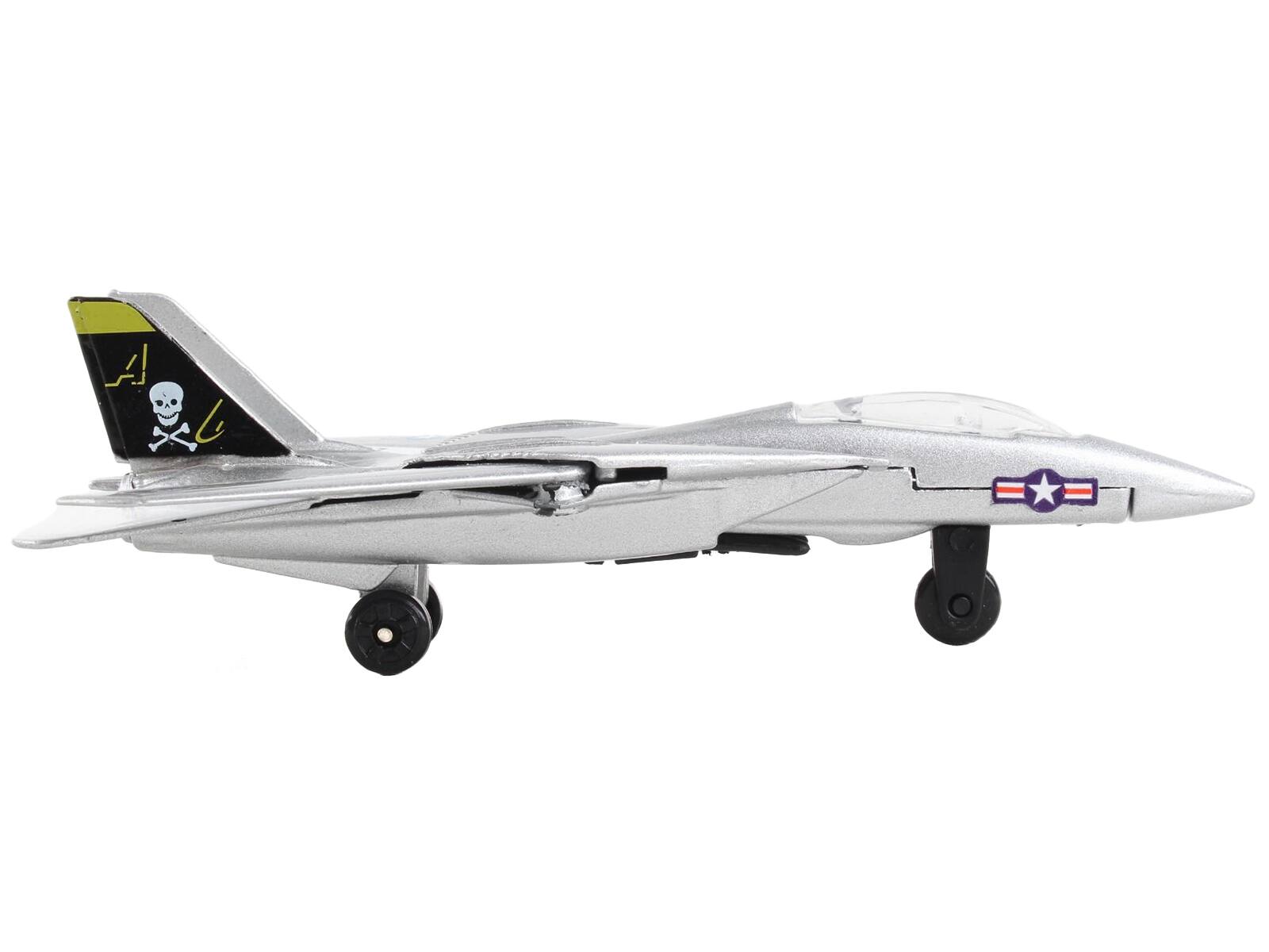 Angle. Runway24 - Grumman F-14 Tomcat Fighter Aircraft Silver Metallic United States Navy VF-84 Jolly Rogers with Runway Section - Silver Metallic.
