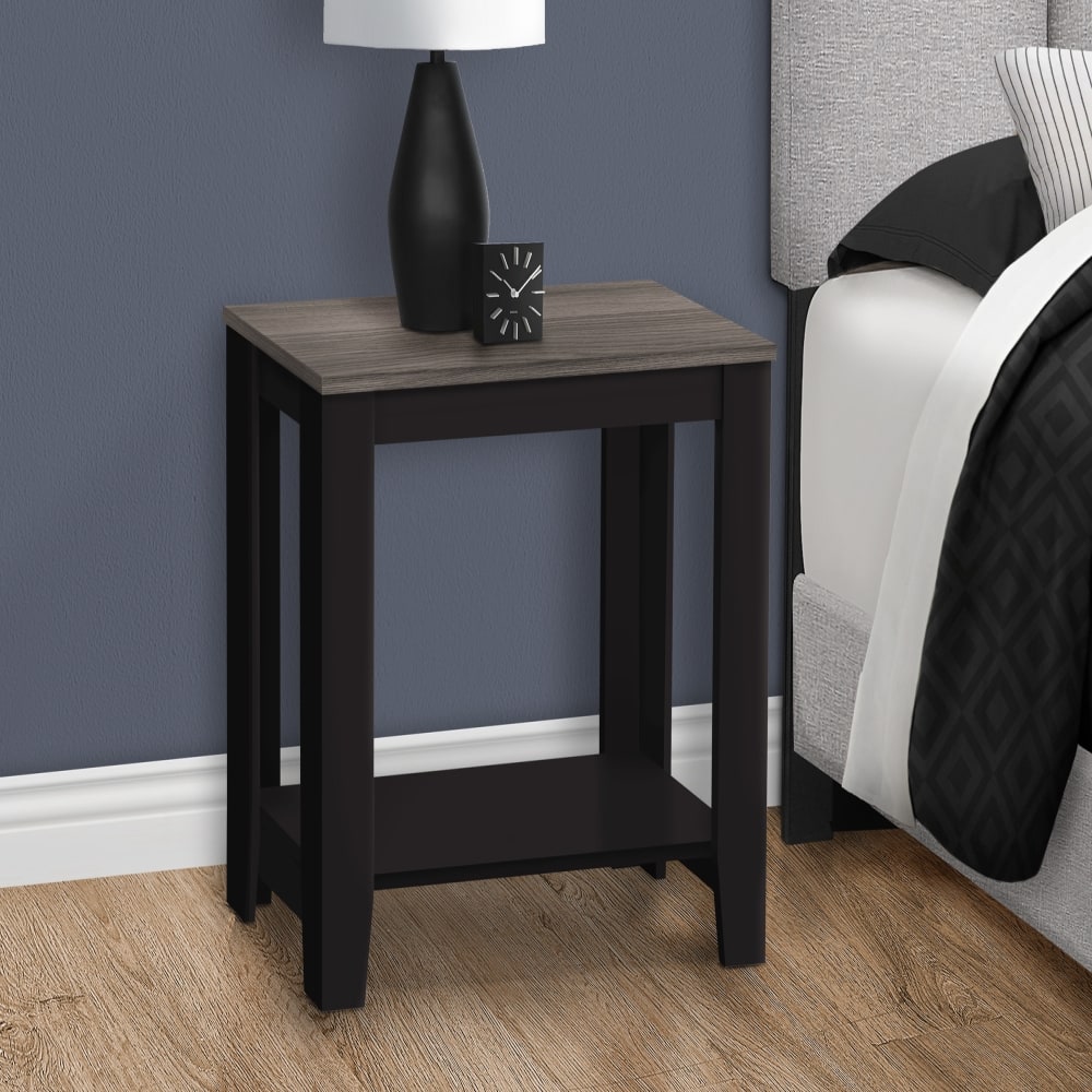 Lirago - Transitional End Table with Laminate Top Nightstand Lamp Table 22"H x 11.75"D x 23.75"W - Black