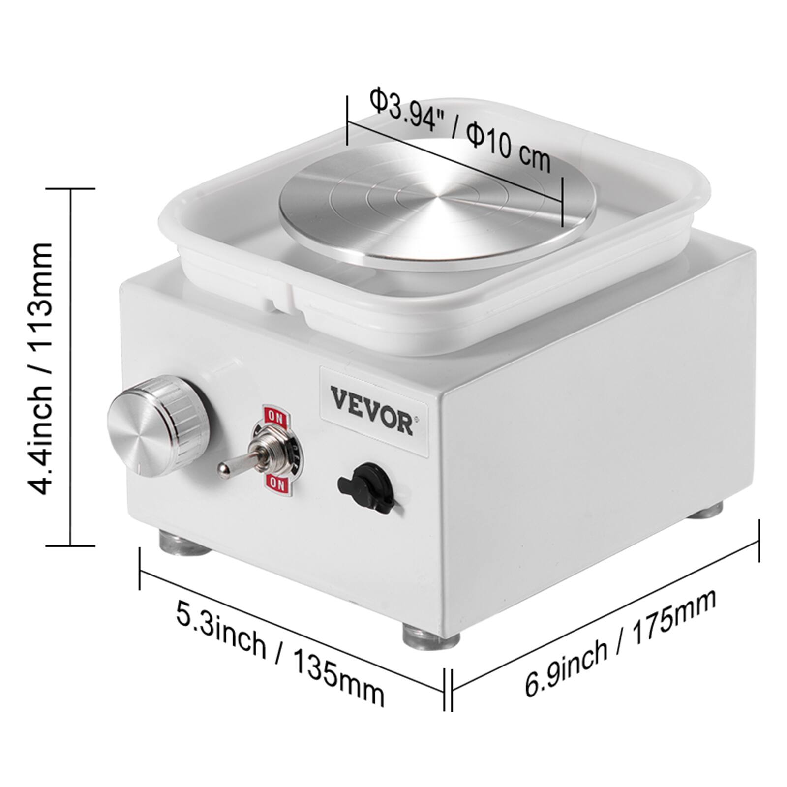 - Diameter: 3.94" / 10 cm
- Height: 4.4 inch / 113 mm
- Width: 5.3 inch / 135 mm
- Depth: 6.9 inch / 175 mm