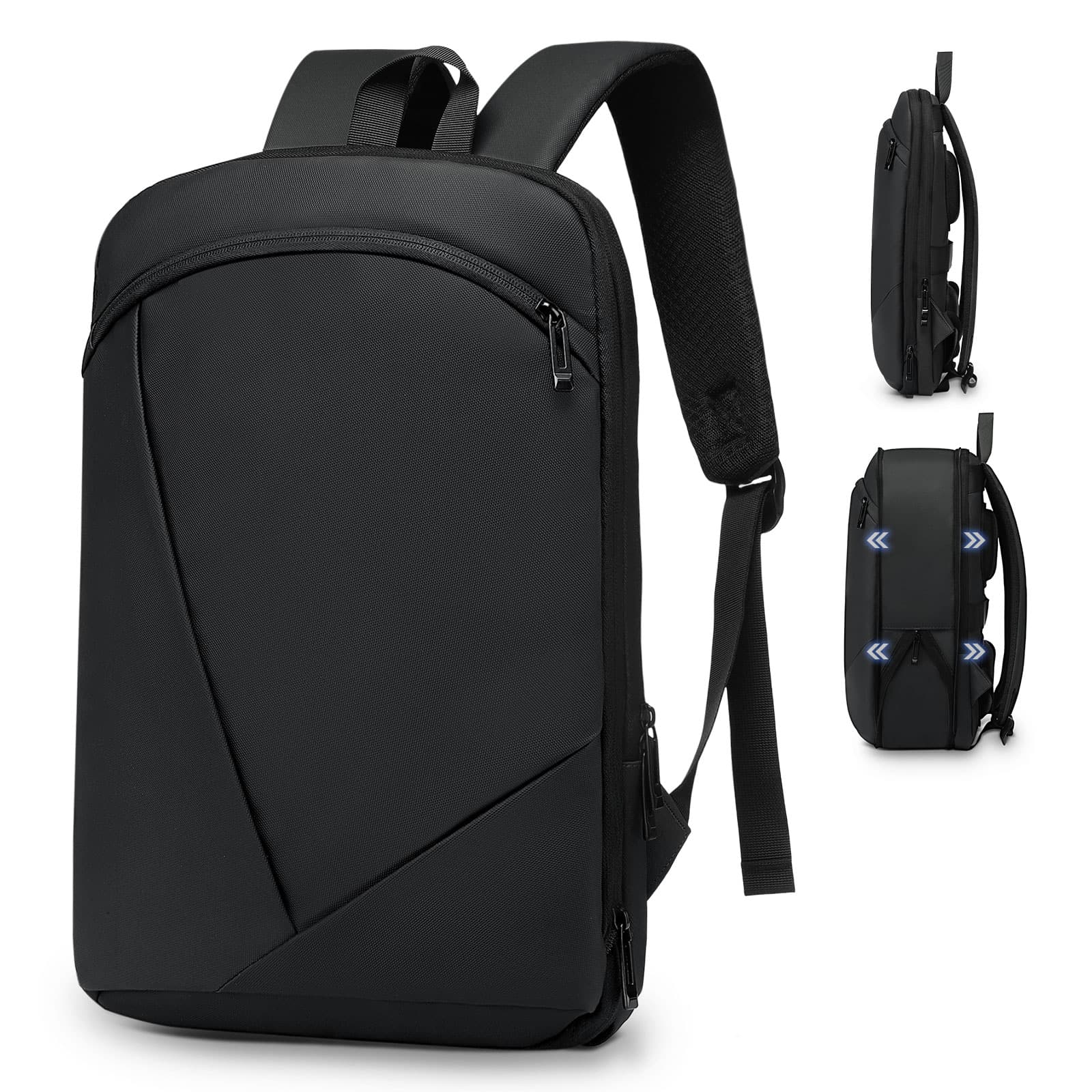 Unique Bargains - Slim Expandable TSA Business Bag for Men, 16" Laptop Compartment, 15L-25L, Lightweight Work Office - Black