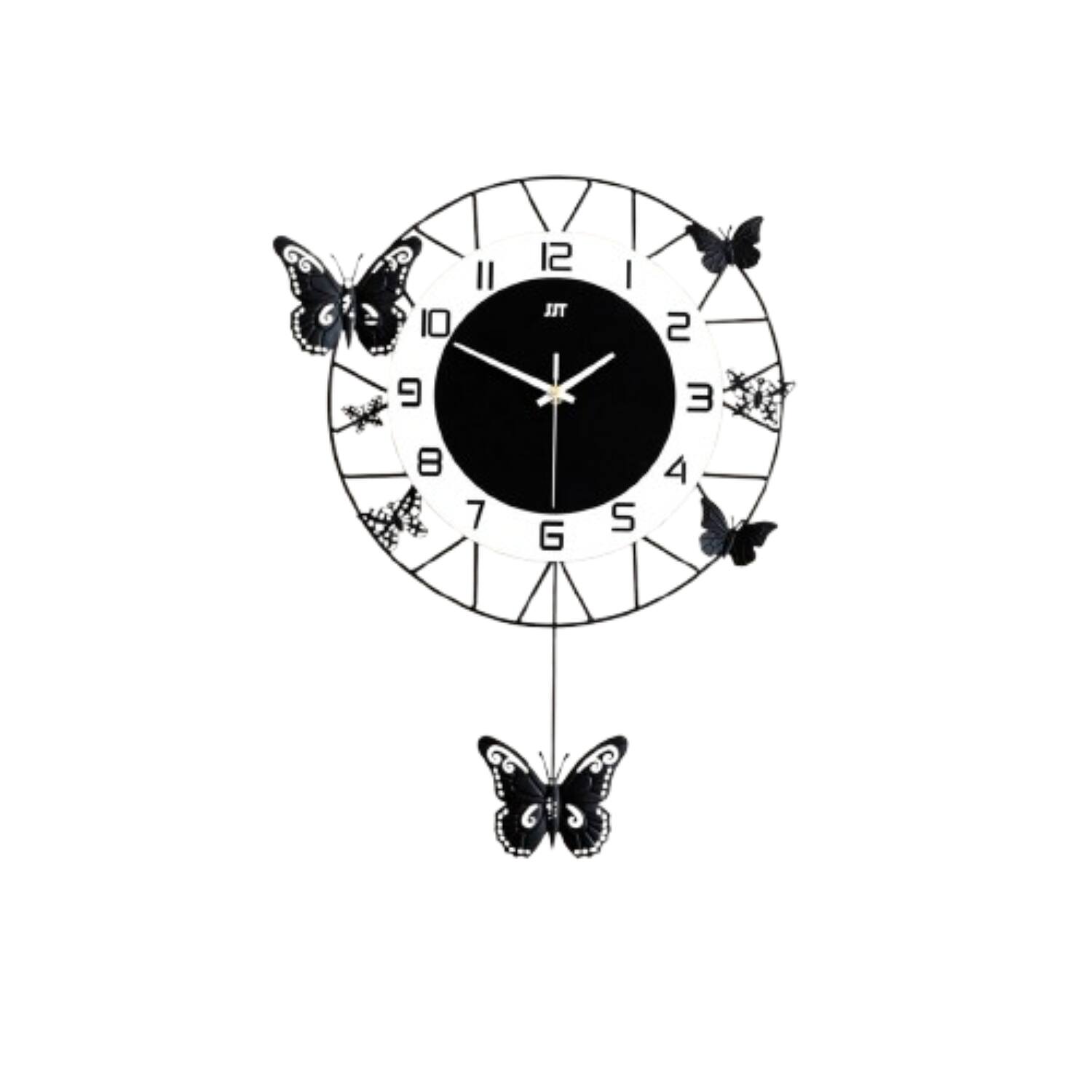 Front. Stock Preferred - 20" Modern Butterfly Wall-Mounted Quartz Clock - Black.