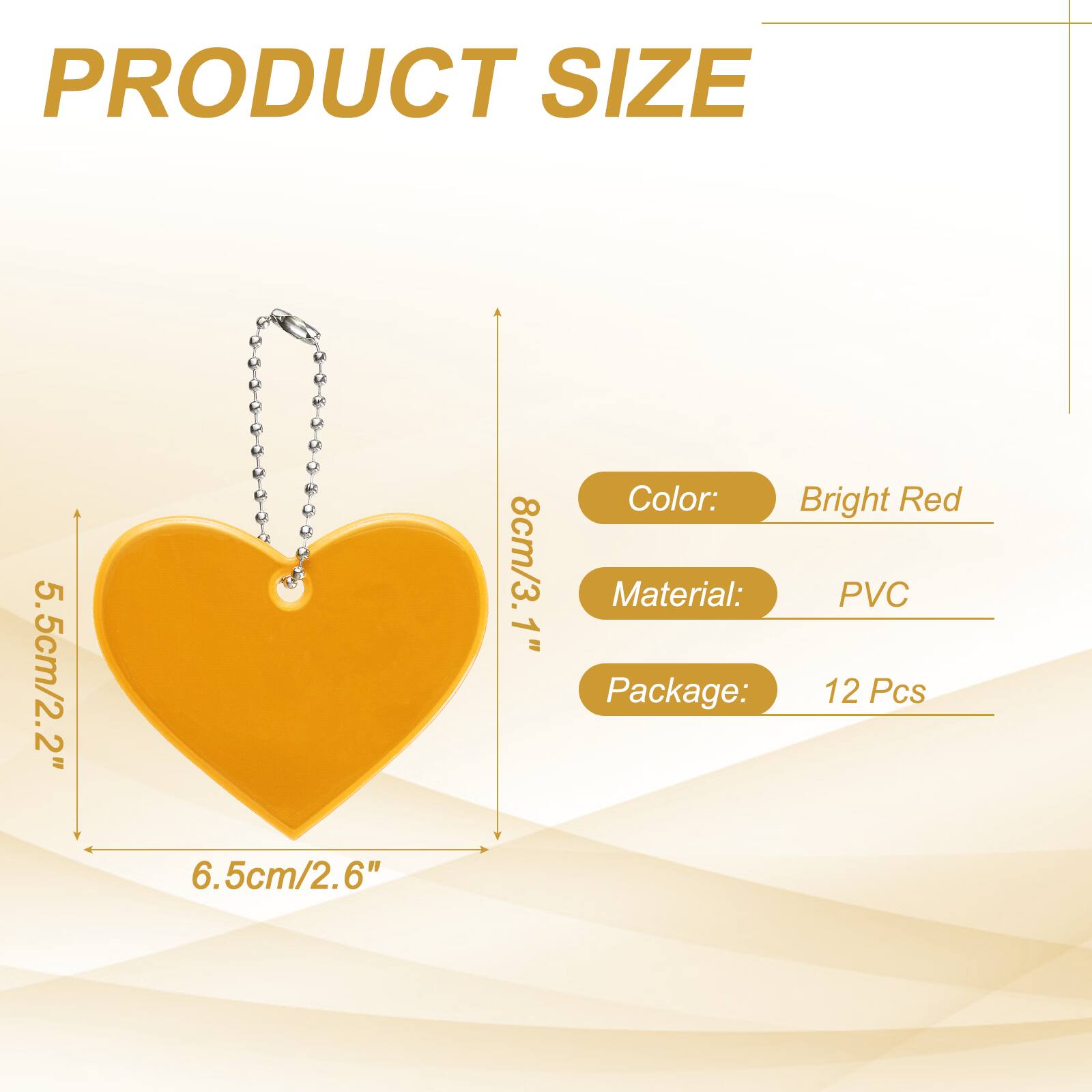 PRODUCT SIZE  
5.5cm/2.2"  
6.5cm/2.6"  
8cm/3.1"  

Color: Bright Red  
Material: PVC  
Package: 12 Pcs