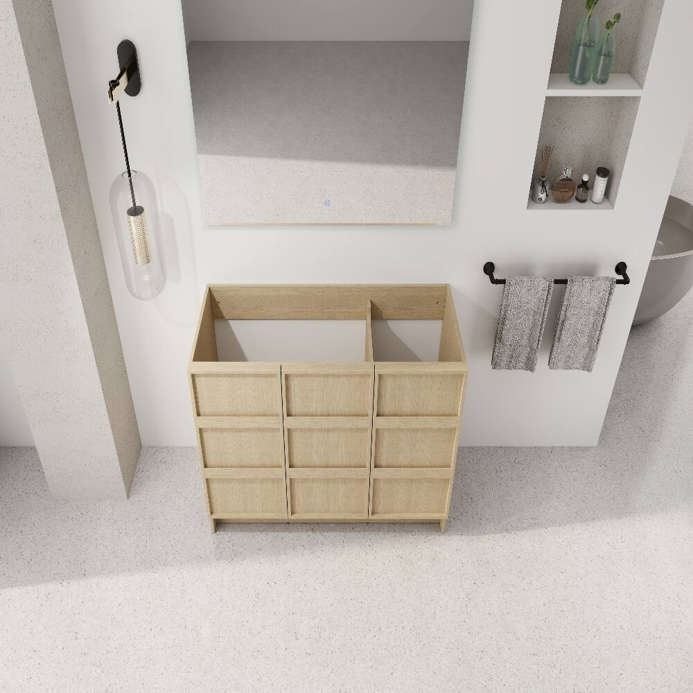 Back. Loheer - Loheer 48 inch freestanding bathroom vanity base, Dune Oak, Plywood Cabinet without Sink - Oak.