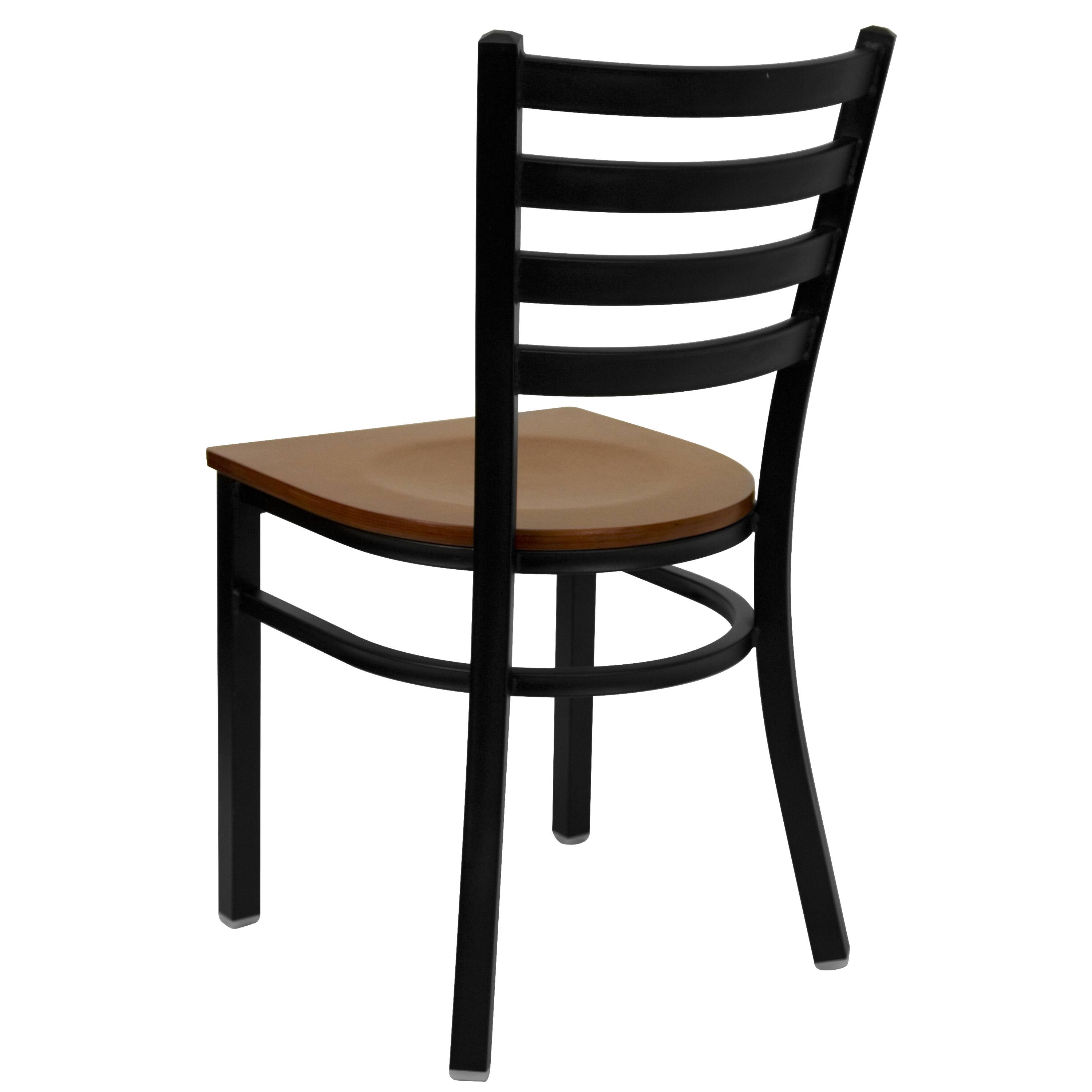 Alt View 4. Emma + Oliver - 2 Pack Ladder Back Metal Restaurant Chair - Cherry Wood Seat/Black Metal Frame.