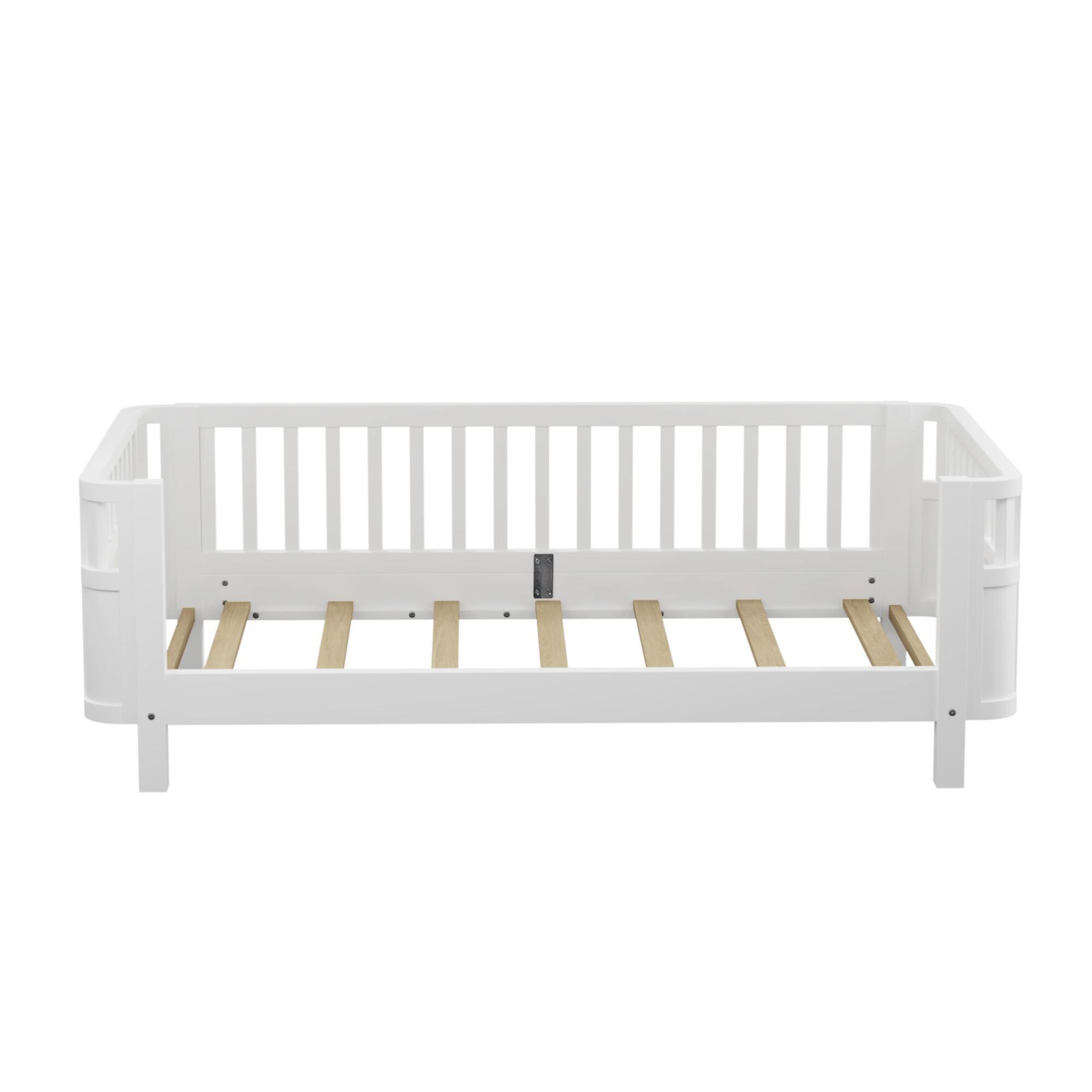 Alt View 8. GOODSILO - Twin Size Wood Platform Bed for Children with Safety Rails and Low Profile Design - White.