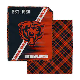 Pegasus - Chicago Bears 60" x 80" Digital Dash Two-Sided Checkered Ultra Cozy Sherpa Blanket - Multicolor