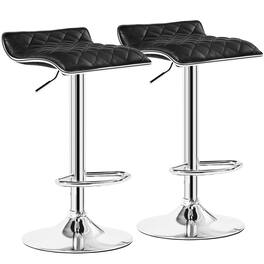 Vecelo - Adjustable Bar Stools Set of 2, Bar Height Stools for Kitchen Counter - Black
