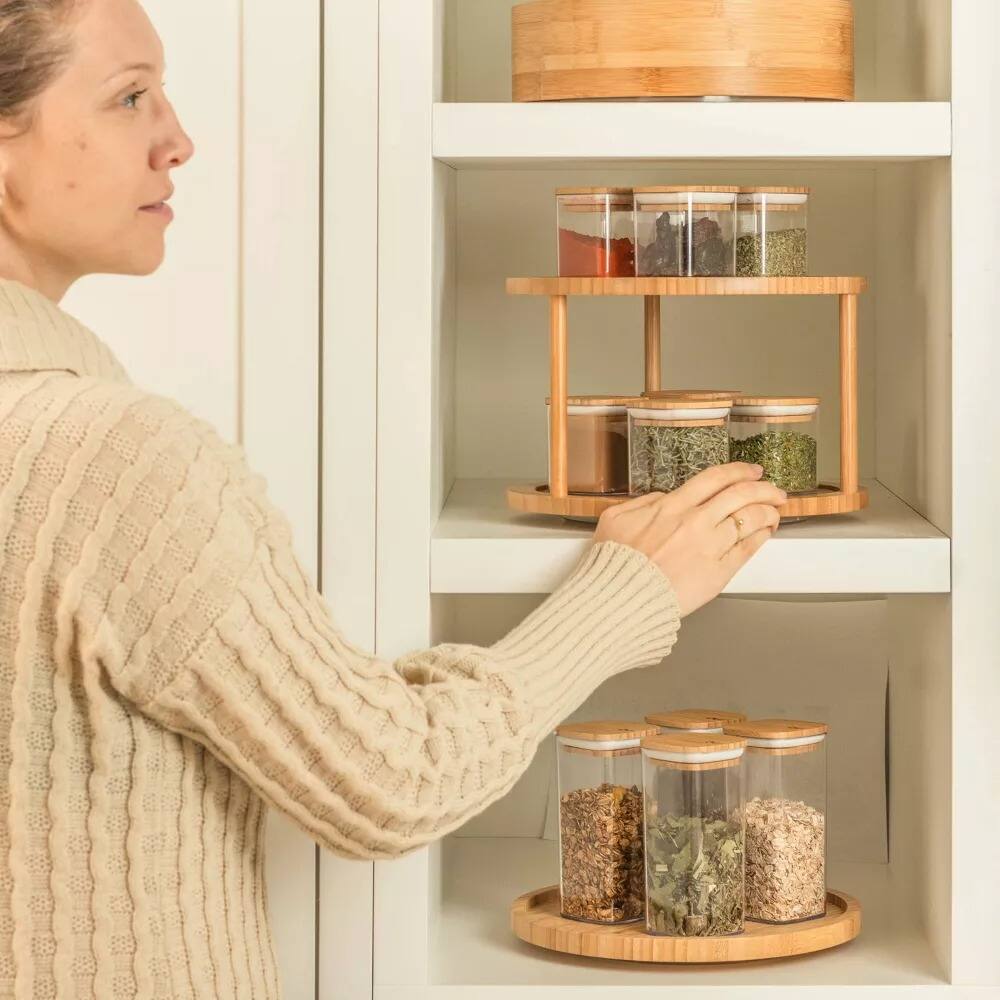 Back. OU - OU Airtight Food Storage Container Set w Bamboo Lid 8pc (set of 4) Plastic Storage Container - Clear.