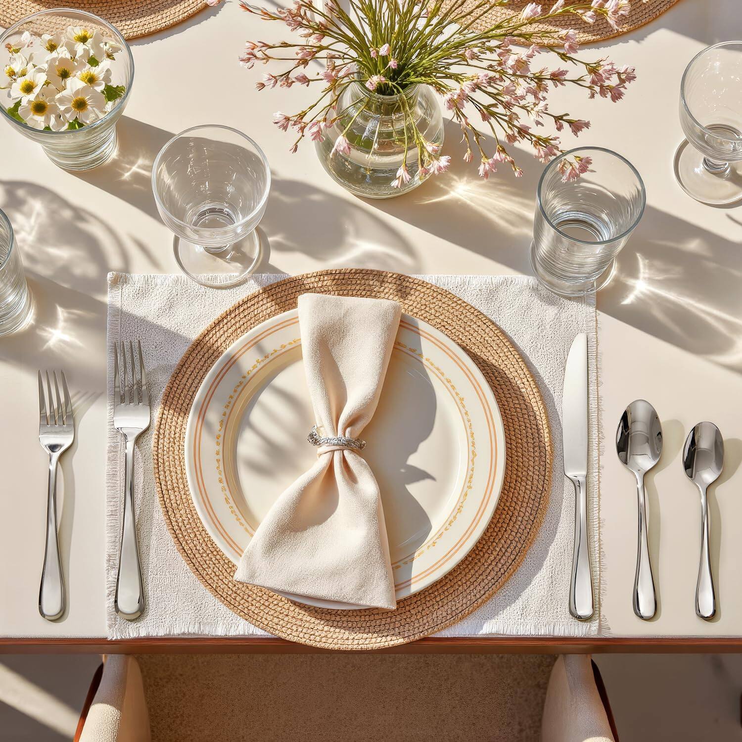 Angle. Dazzed Corner - 40 Pieces Silverware Set for 8, Stainless Steel Flatware Set - Silver.