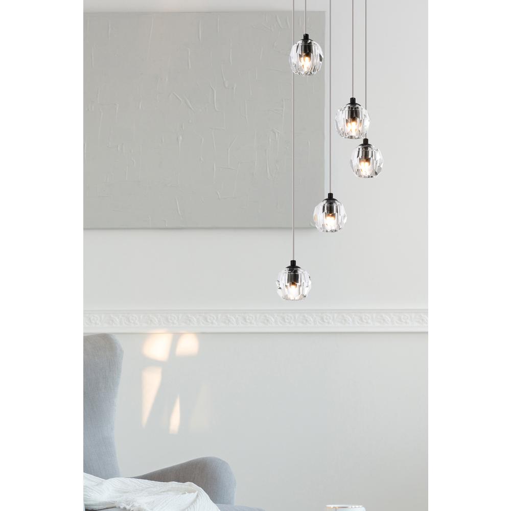 Alt View 2. Elegant Lighting - Eren 5 lights Black pendant - Black.
