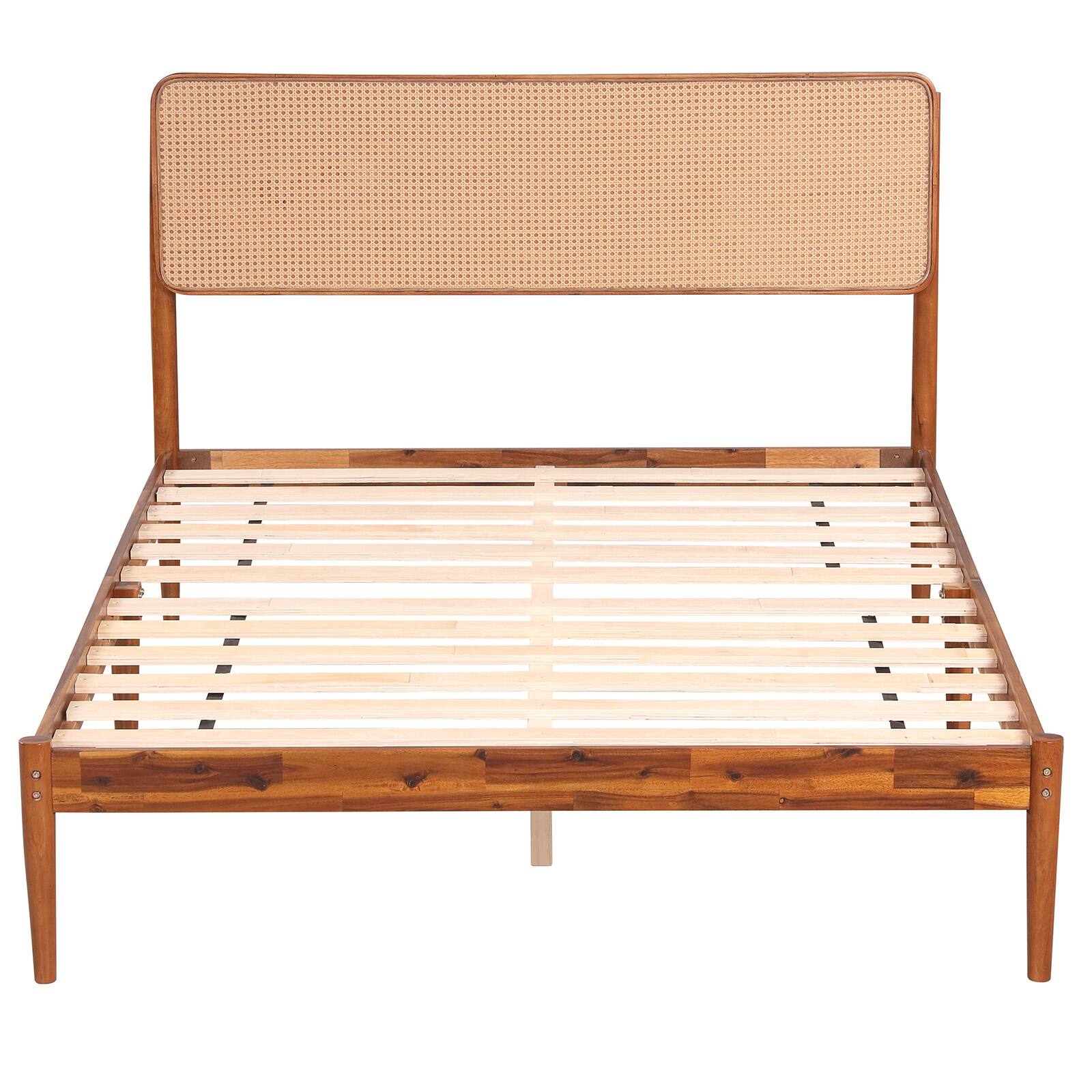 Alt View 9. Costway - Costway Wooden Bed Frame Full Size with Wooden Slat Support, No Box Spring Needed - Brown.