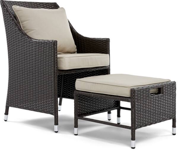 Back. Serta - Serta Laguna 5-Piece Outdoor Patio Furniture Set, Brown Wicker with Beige Cushions - Beige.