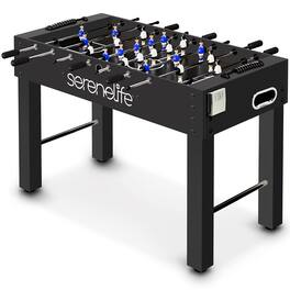 SereneLife - SLFSBLT75BK 48in Competition Foosball Table, Arcade Game Room with 2 Balls, Cup Holders - Black