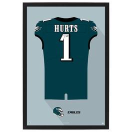 Sporticulture - Jalen Hurts Philadelphia Eagles Home Jersey Framed Art Print - Green