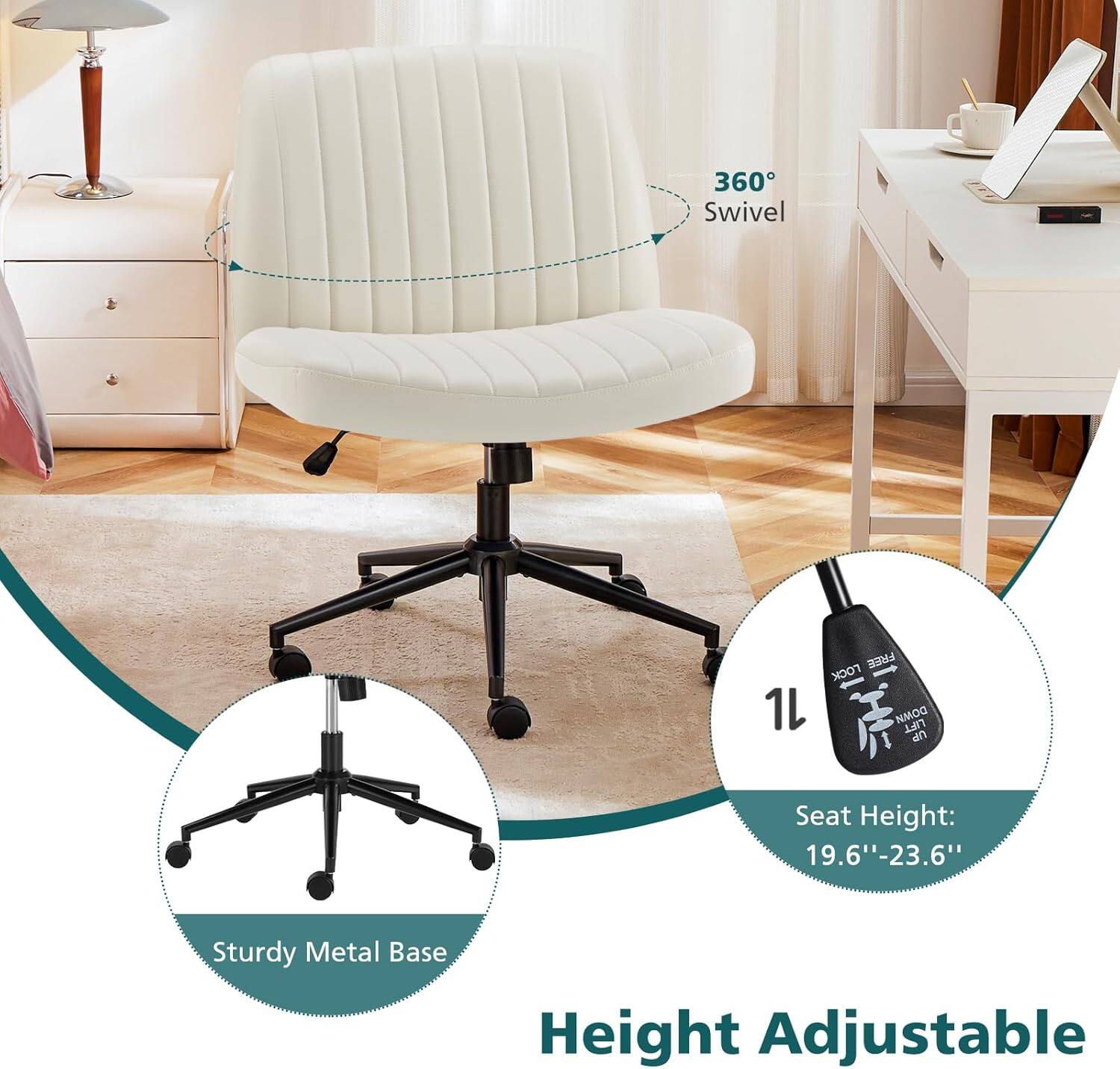 360° Swivel  
FREE LOCK - 1L  
DOWN LIFT UP  
Seat Height: 19.6"-23.6"  
Sturdy Metal Base  
Height Adjustable