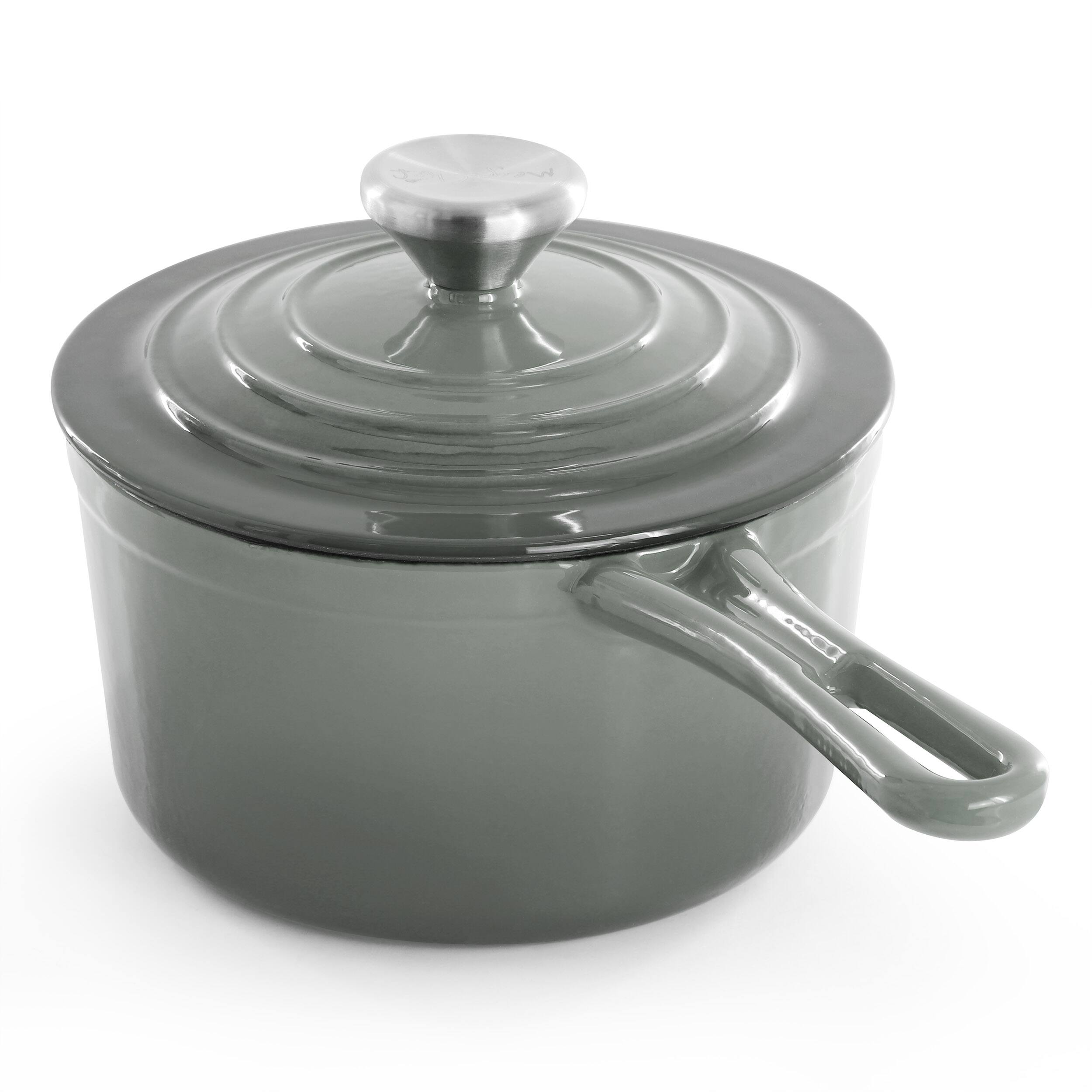 Alt View 1. Mega Chef - MegaChef 2 Quart Enameled Cast Iron Sauce Pan in Gradient Gray - Gray.