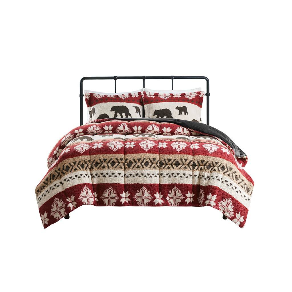 Back. TinyHomie - King/Cal King Print Sherpa Comforter Set - Multicolor.