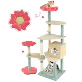 Kadyn - 61-Inch Tall Floral Cat Tree Tower with Flower-Shaped Padded Perches, Multicolor - Blue