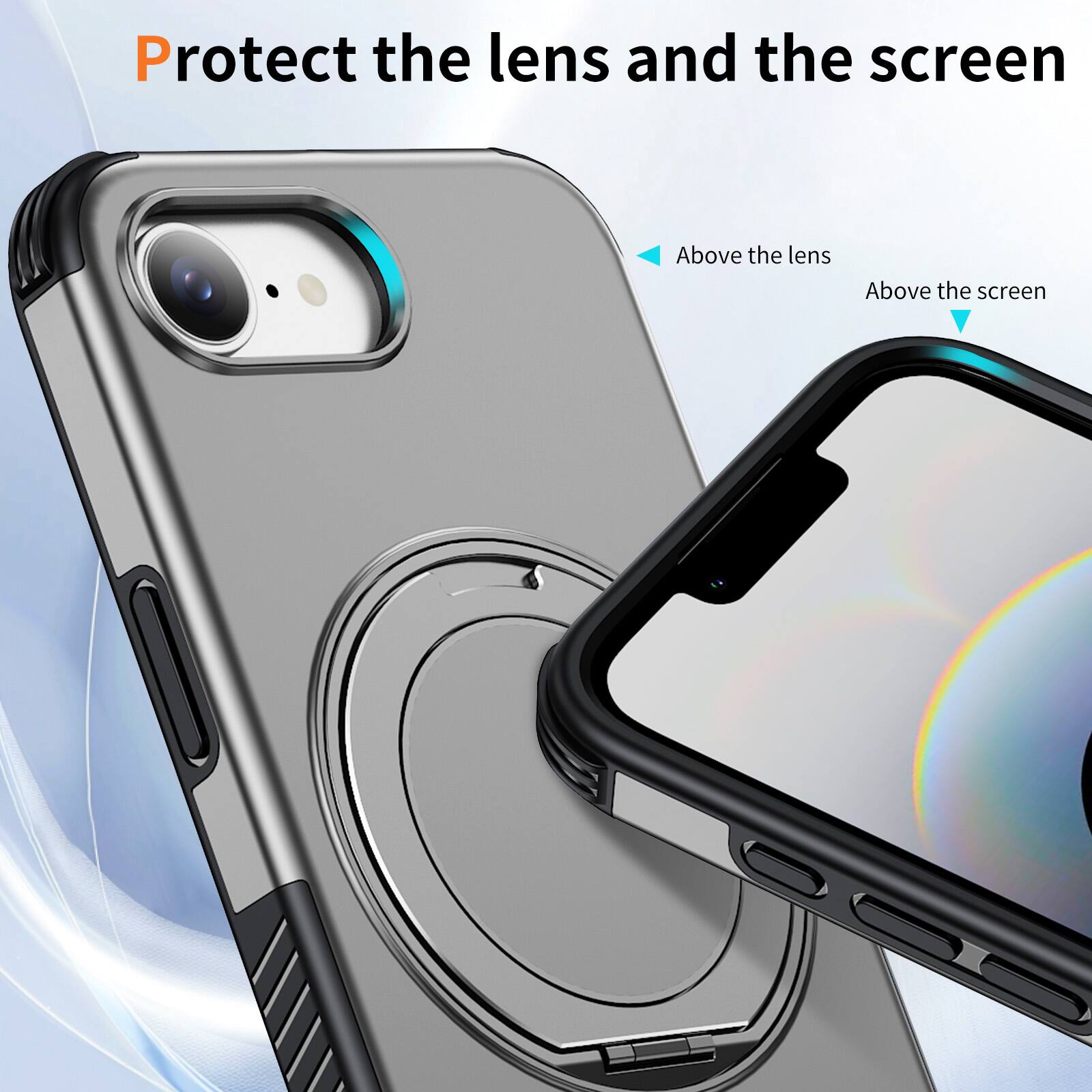 Protect the lens and the screen

Above the lens

Above the screen
