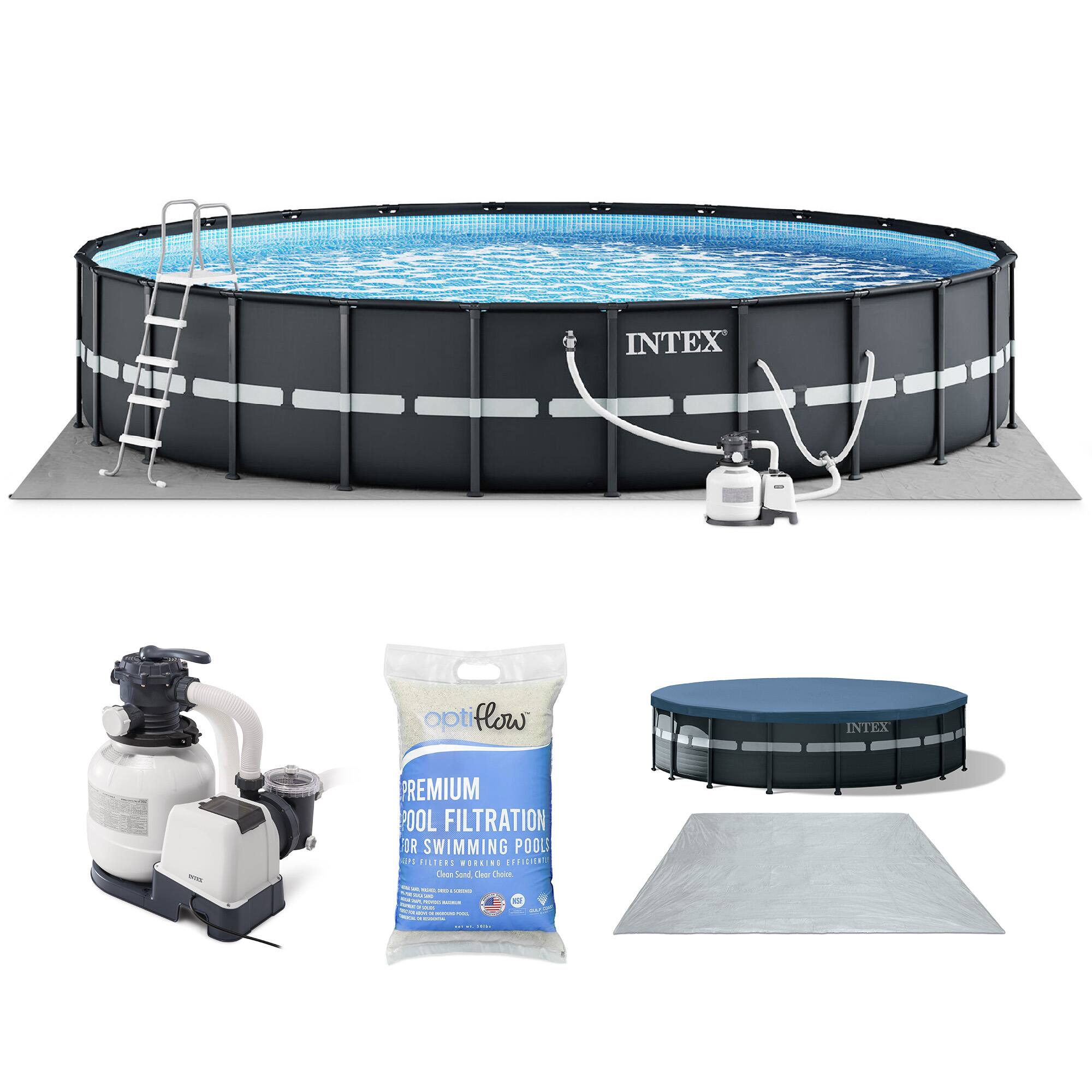 Intex - Ultra XTR Frame 18'x52" Above Ground Pool and OptiFlow Premium Filter Sand