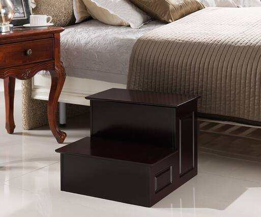 Front. Kings Brand Furniture - Kings Brand Furniture Courtney Wood Bedroom Step Stool – 2-Step Design for Kids, Adults & Home Storage - Cherry.