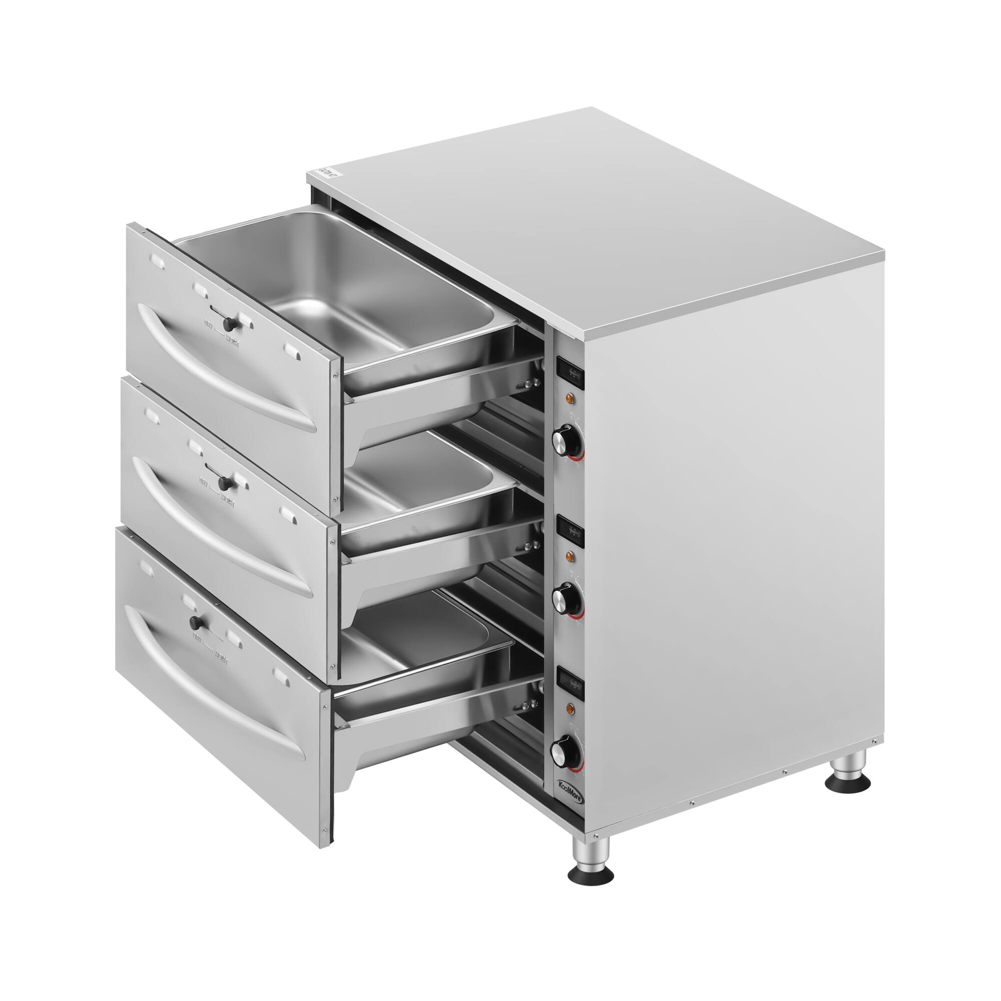 Alt View 6. Koolmore - Three-Drawer Commercial Free Standing Warming Drawer in Stainless-Steel (KM-WD-M3) - Silver.