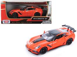 2019 Chevrolet Corvette ZR1 Accents 1/24 Diecast Model Car by Motormax - Orange With Black