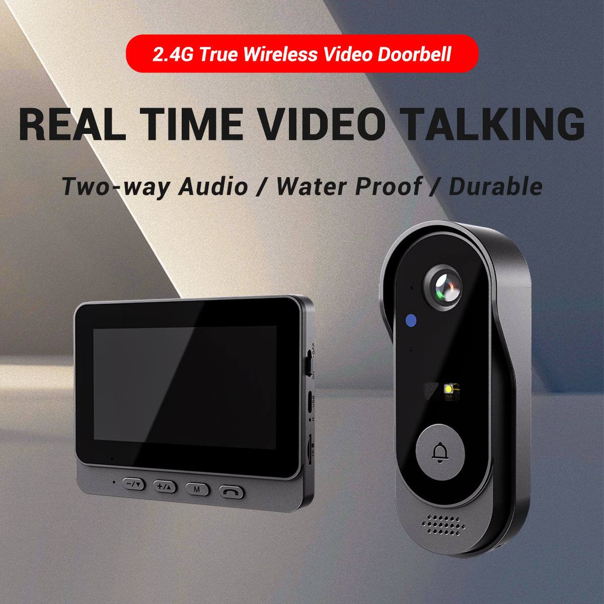 2.4G True Wireless Video Doorbell

REAL TIME VIDEO TALKING

Two-way Audio / Water Proof / Durable