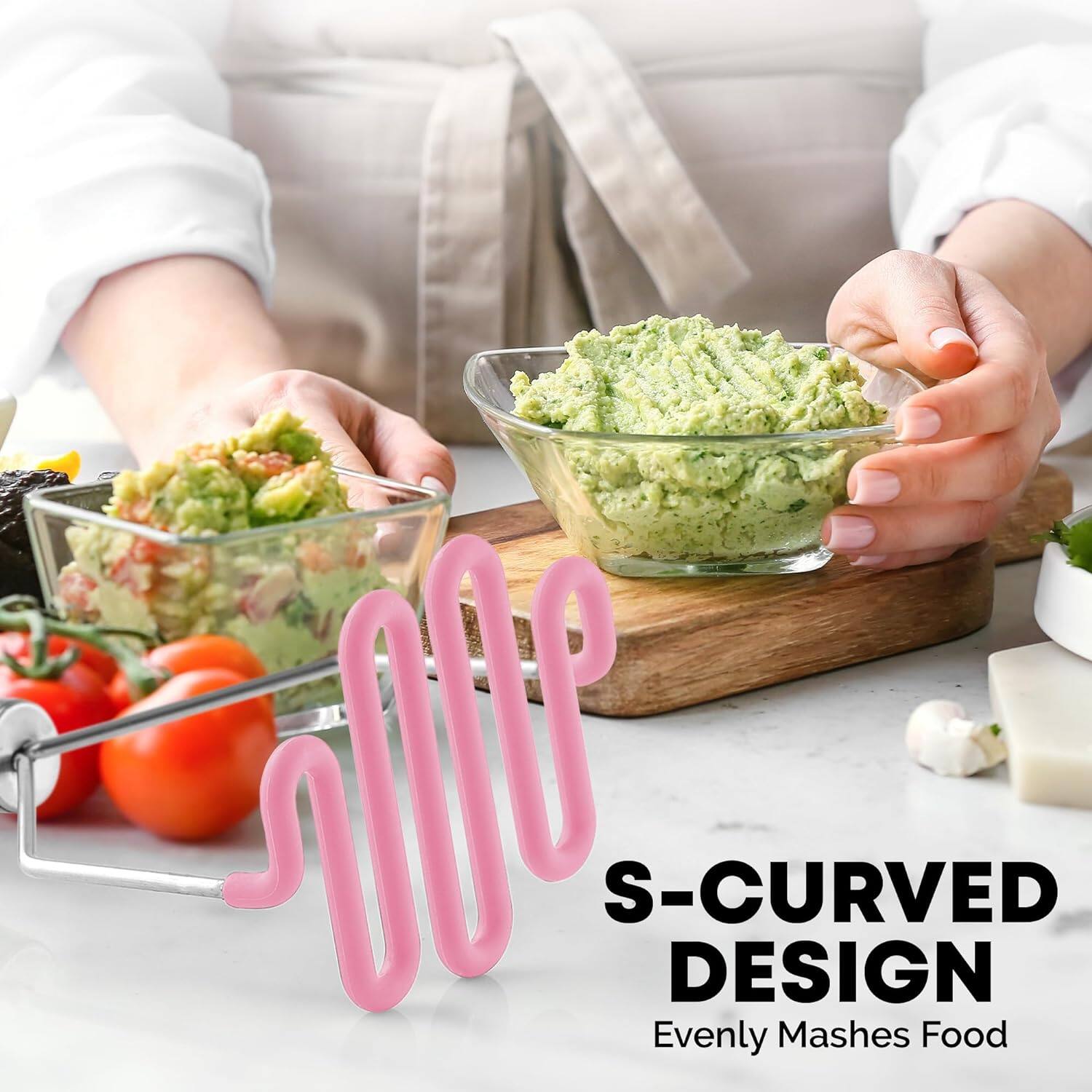 S-CURVED DESIGN Evenly Mashes Food