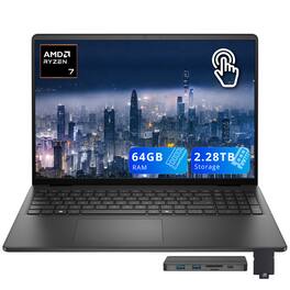 Dell - 16 16" FHD+ Touch Laptop,Ryzen 7 250,64GB RAM,2TB SSD+288GB Dock Set,AMD Radeon GPU,Backlit Keyboard,Win 11 - Black