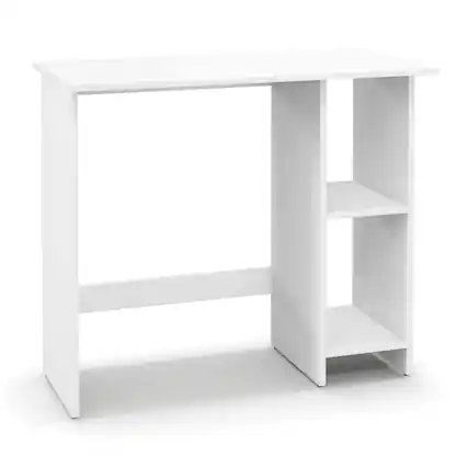 Front. Ecooso - Small Computer Desk with Storage, Adjustable Shelf Workstation for Bedroom and Home Office - White.