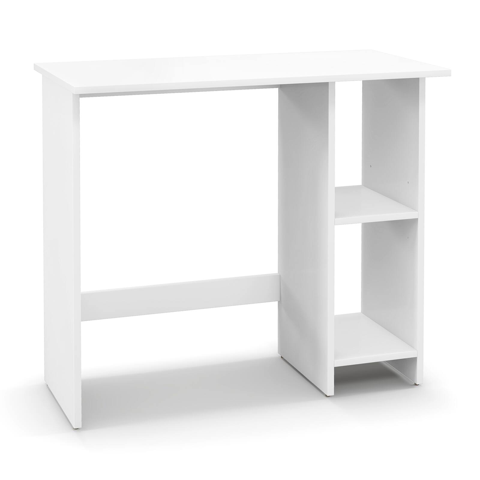 Front. Ecooso - Small Computer Desk with Storage, Adjustable Shelf Workstation for Bedroom and Home Office - White.