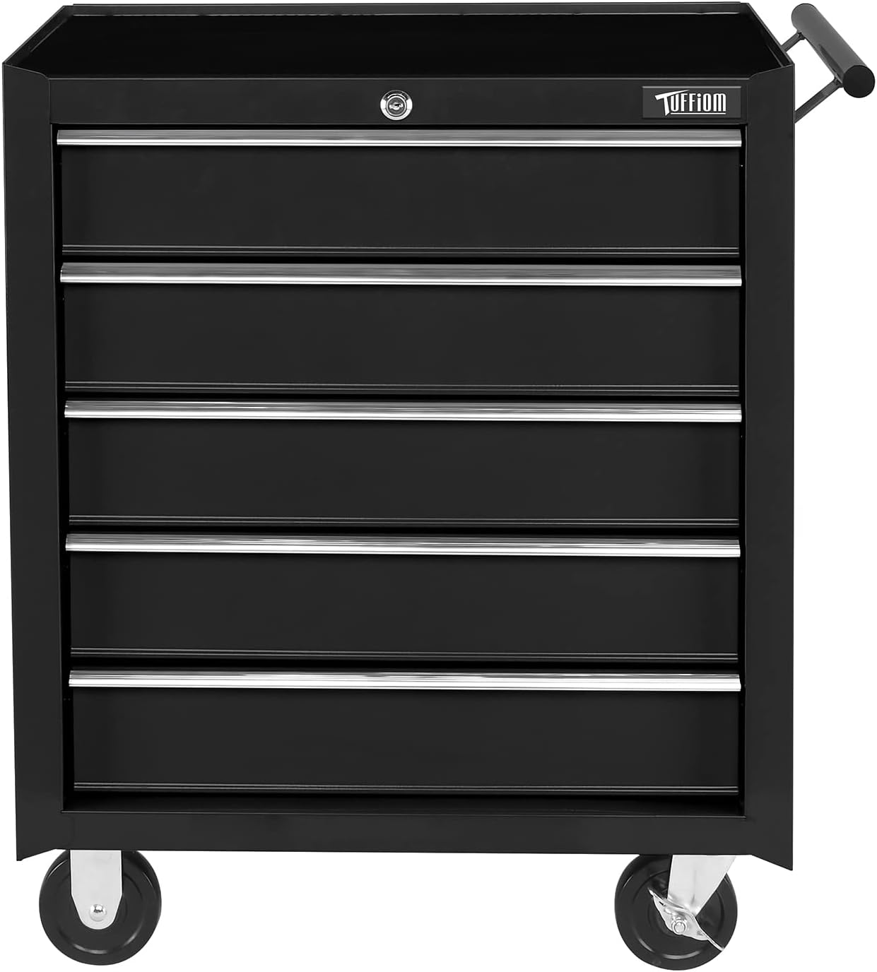 Angle. Winado - Lockable 5-Drawer Rolling Tool Chest Tool Organizer Box with Wheels for Garage - Black.