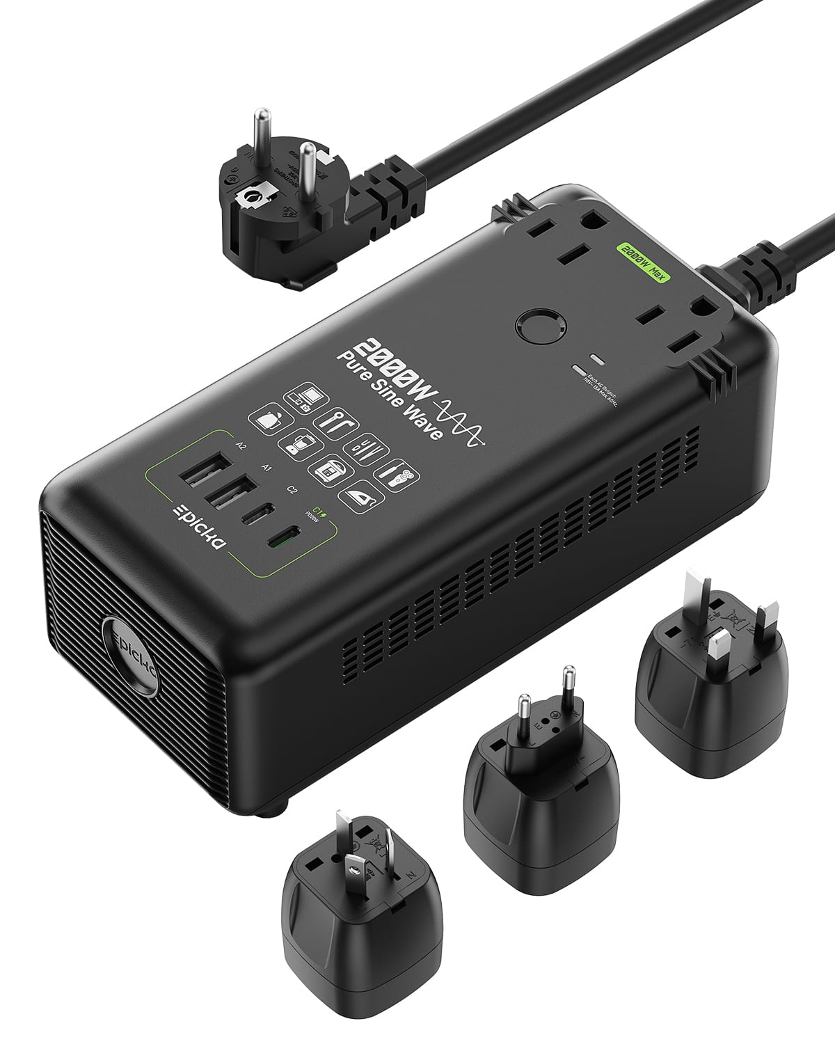 Epicka 2000W Pure Sine Wave Voltage Converter, 220V to 110V Power