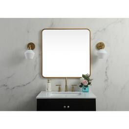 Elegant Decor - Soft corner metal square mirror 30x30 inch - Brass