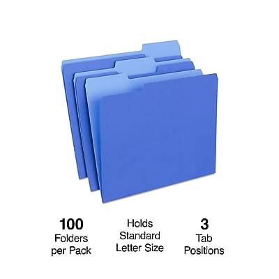 100 Folders per Pack  
Holds 3 Standard Tab Letter Size Positions