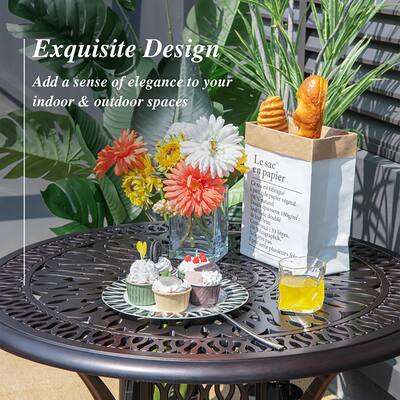 36 inch round patio table with umbrella hole PHI VILLA 37" Outdoor Steel Dining plastic build Wicker 36 Round Patio Table