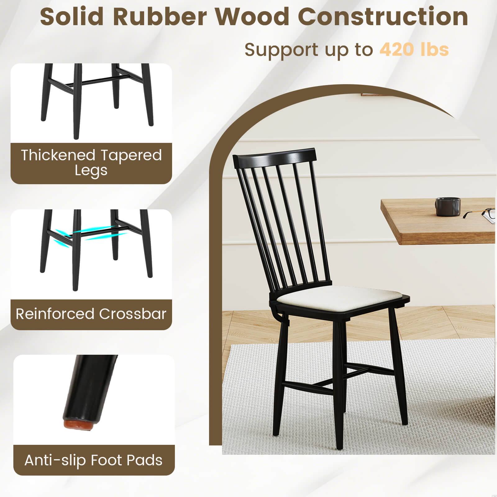 Solid Rubber Wood Construction  
Support up to 420 lbs  

- Thickened Tapered Legs  
- Reinforced Crossbar  
- Anti-slip Foot Pads