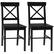 Front. Homcom - Modern Farmhouse Dining Chairs Set of 2, Wooden Kitchen Chairs with Cross Back for Dining Room - Black.