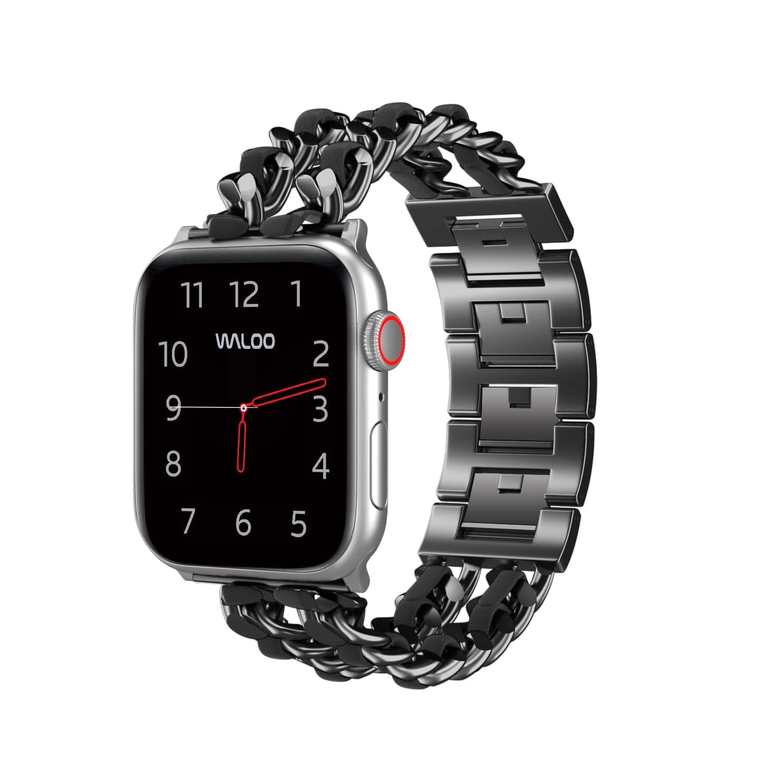 Waloo - Leather Looped Band For Apple Watch - Black/Black