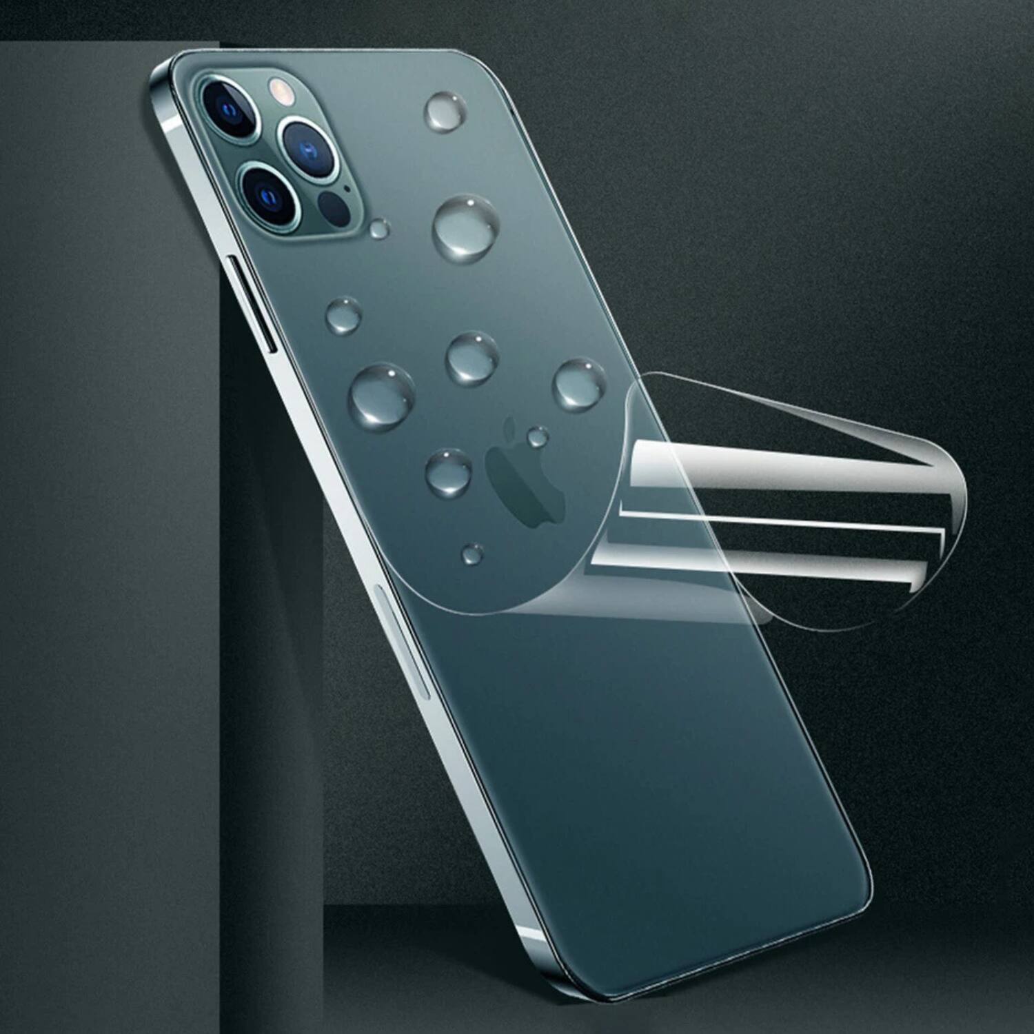 Left. Stock Preferred - Front and Back Hydrogel Screen Protector Film for iPhone 16 Pro Max - Clear.