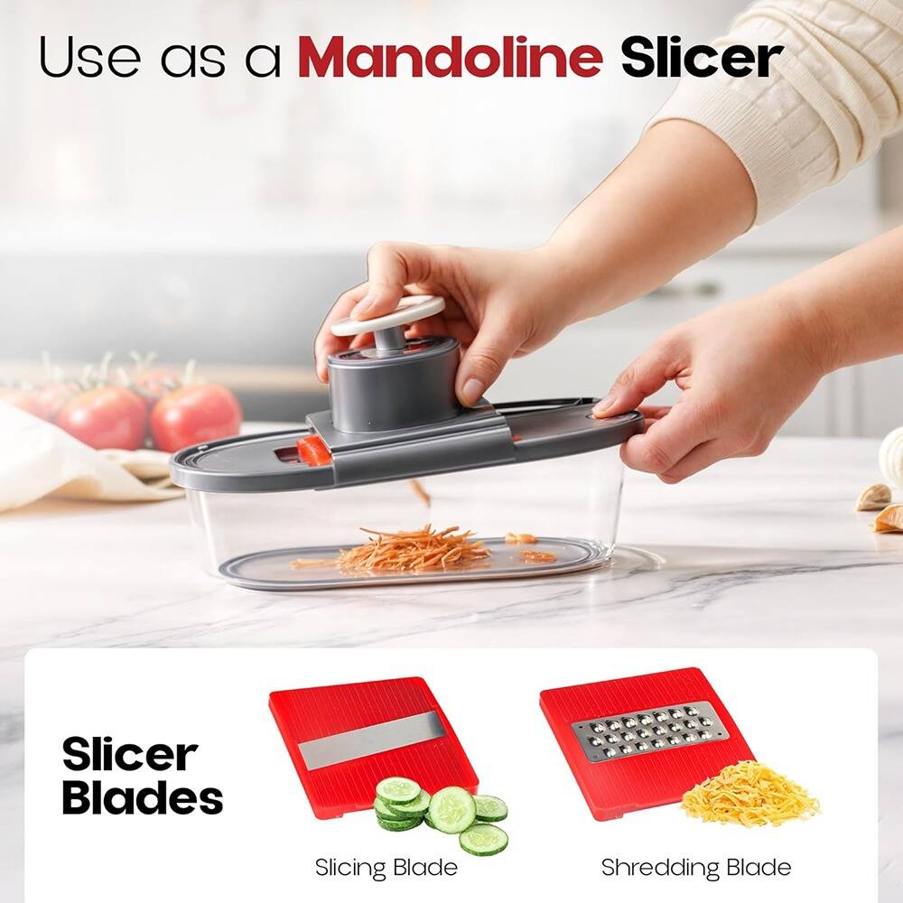 Use as a Mandoline Slicer

Slicer Blades

Slicing Blade

Shredding Blade