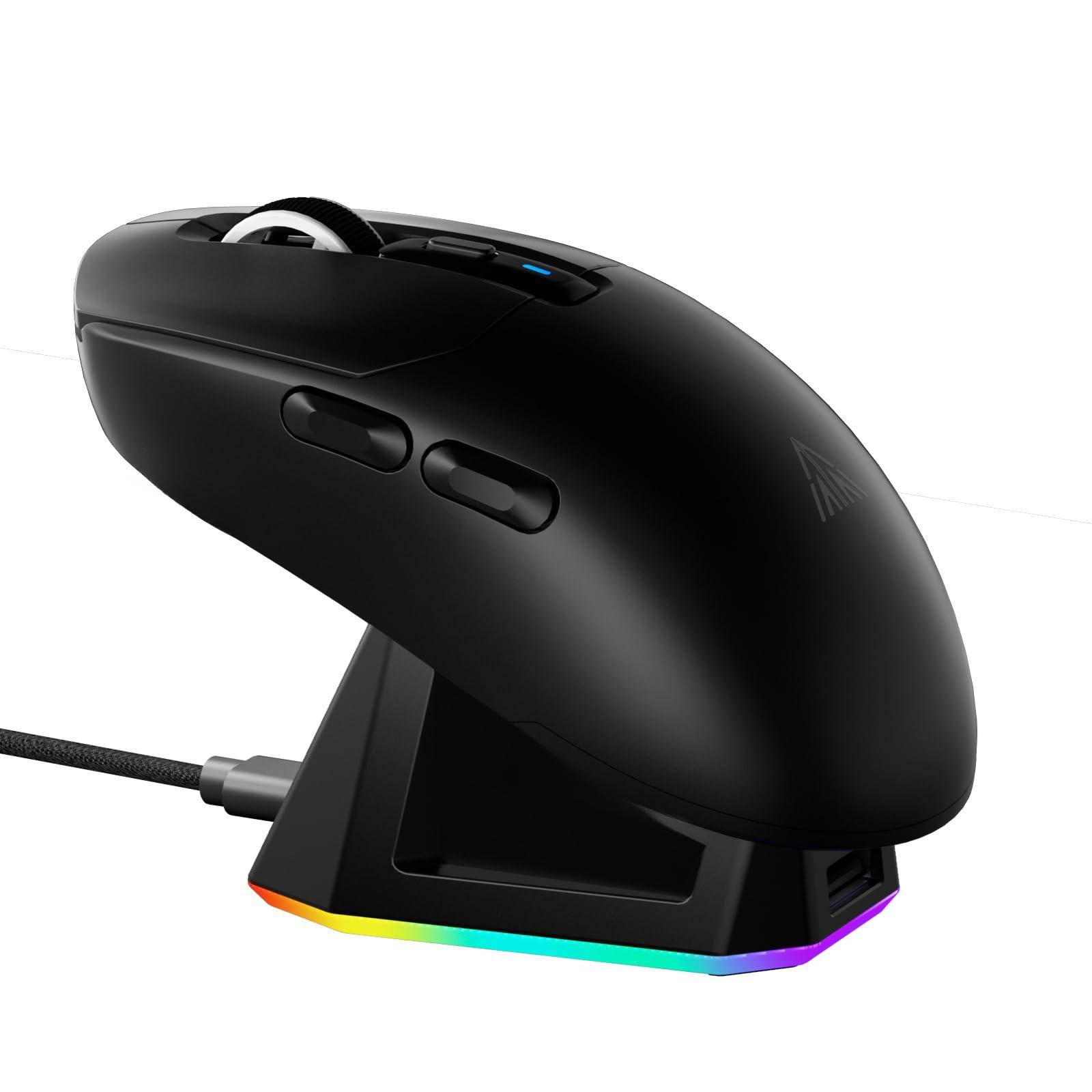 Front. Cozy Serene - Sm820 Wireless Gaming Mouse With Rgb Charging Dock 24000 Dpi Tri-modes 2 Side Buttons Macro For Gaming(white) - black-SM820.