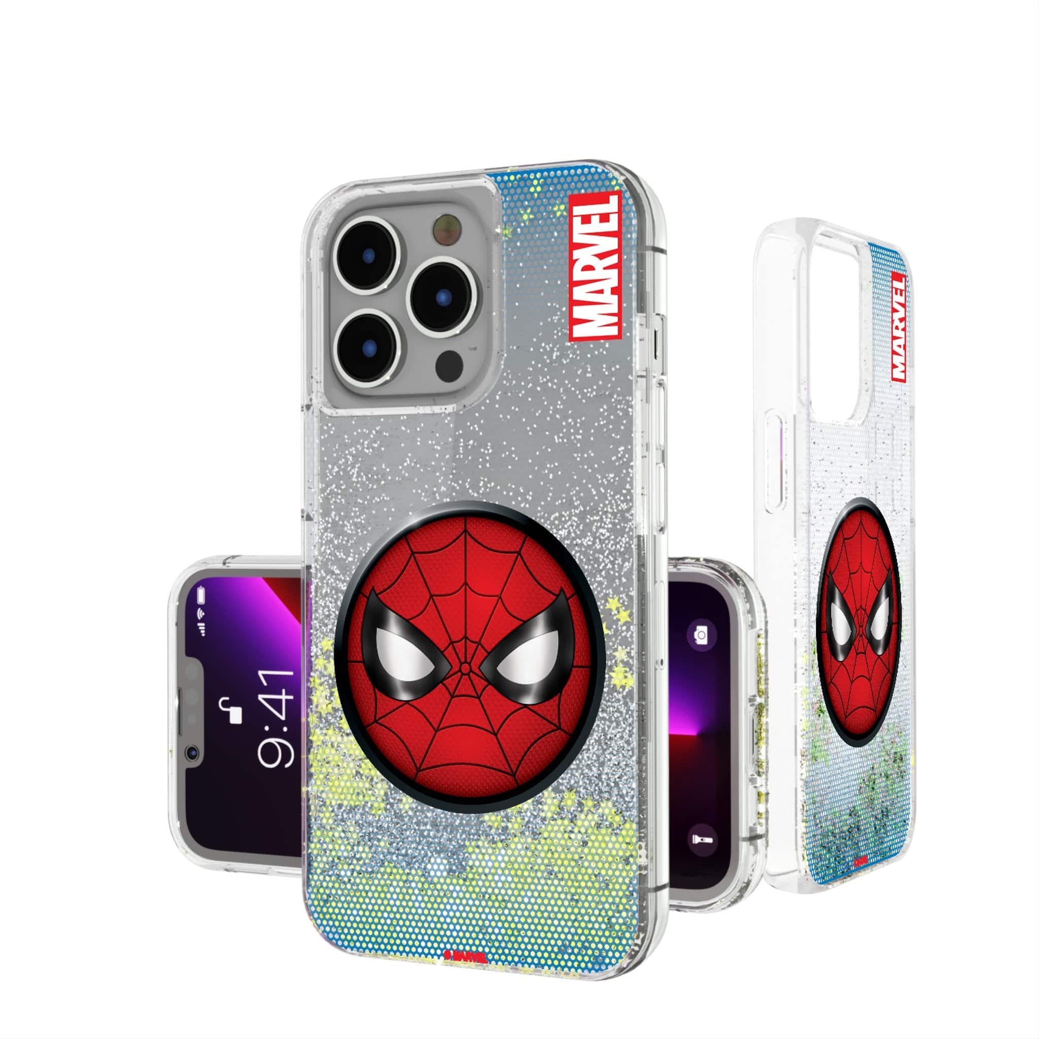 Keyscaper - Marvel Grid Glitter Phone Case - Apple iPhone 15 - Spider-Man