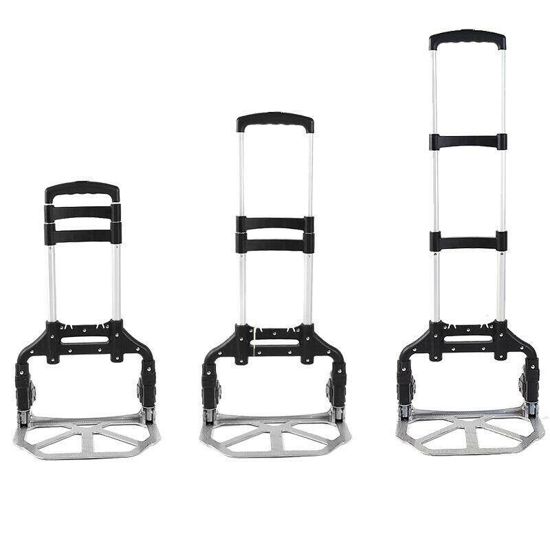 Left. Winado - Portable Aluminum Luggage Cart Folding Dolly Collapsible Trolley Push Hand Truck for Moving Warehouse 165lbs Capacity - Black.