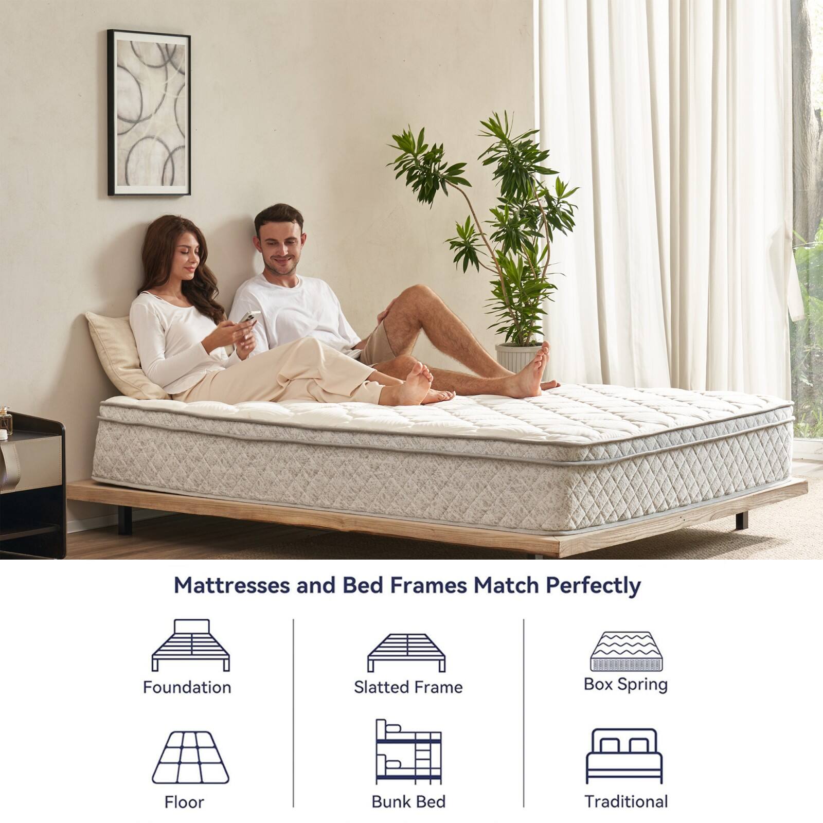 Mattresses and Bed Frames Match Perfectly

Foundation | Slatted Frame | Box Spring  
Floor | Bunk Bed | Traditional