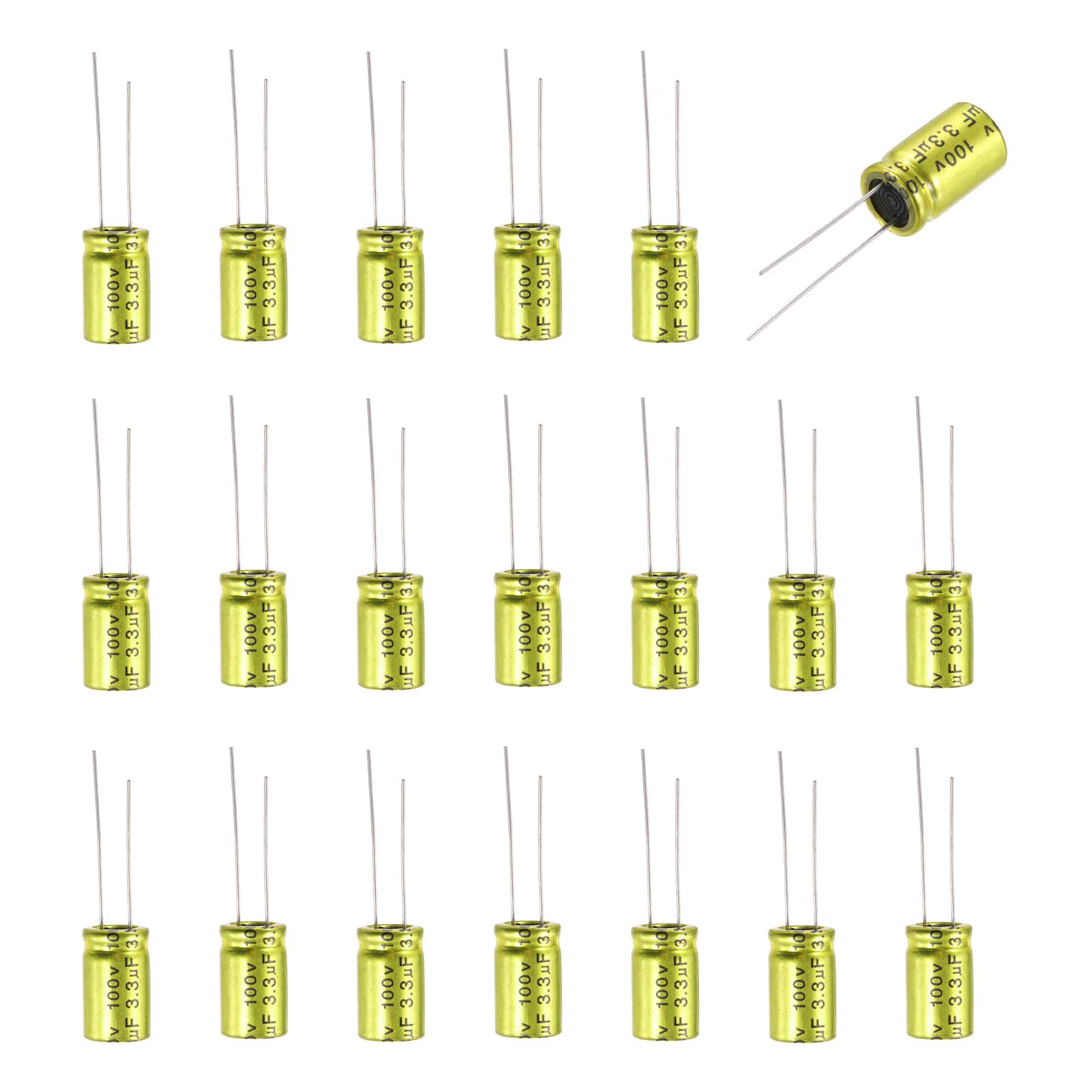 Unique Bargains - 3.3uF 100V Non-Polarized Electrolytic Capacitor, 10x17mm Aluminum Audio Cap, for DIY Tweeter, 20pcs - Gold
