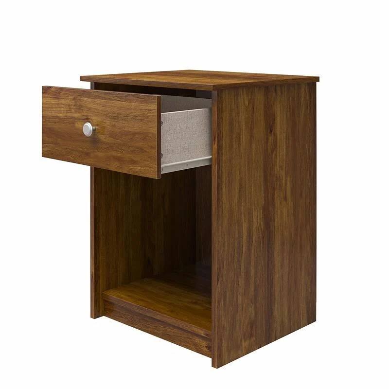 Left. Hivvago - Hivvago Farmhouse 1-Drawer Bedroom Nighstand with Open Shelf - Rusic Brown Oak.