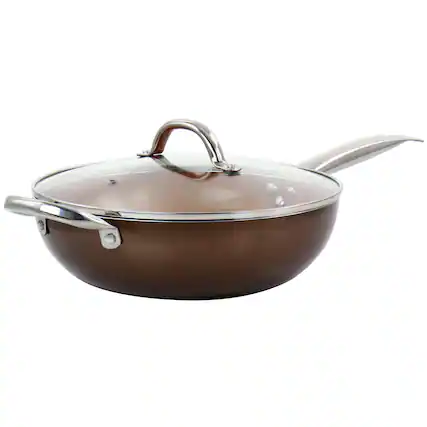Front. Gibson - Copper Pan Cooking Excellence 3.5 Quart Aluminum Nonstick Saute Pan in Copper - Copper.